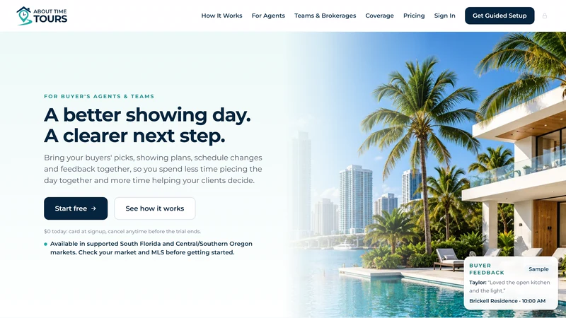 The About Time Tours homepage: A better showing day. A clearer next step.